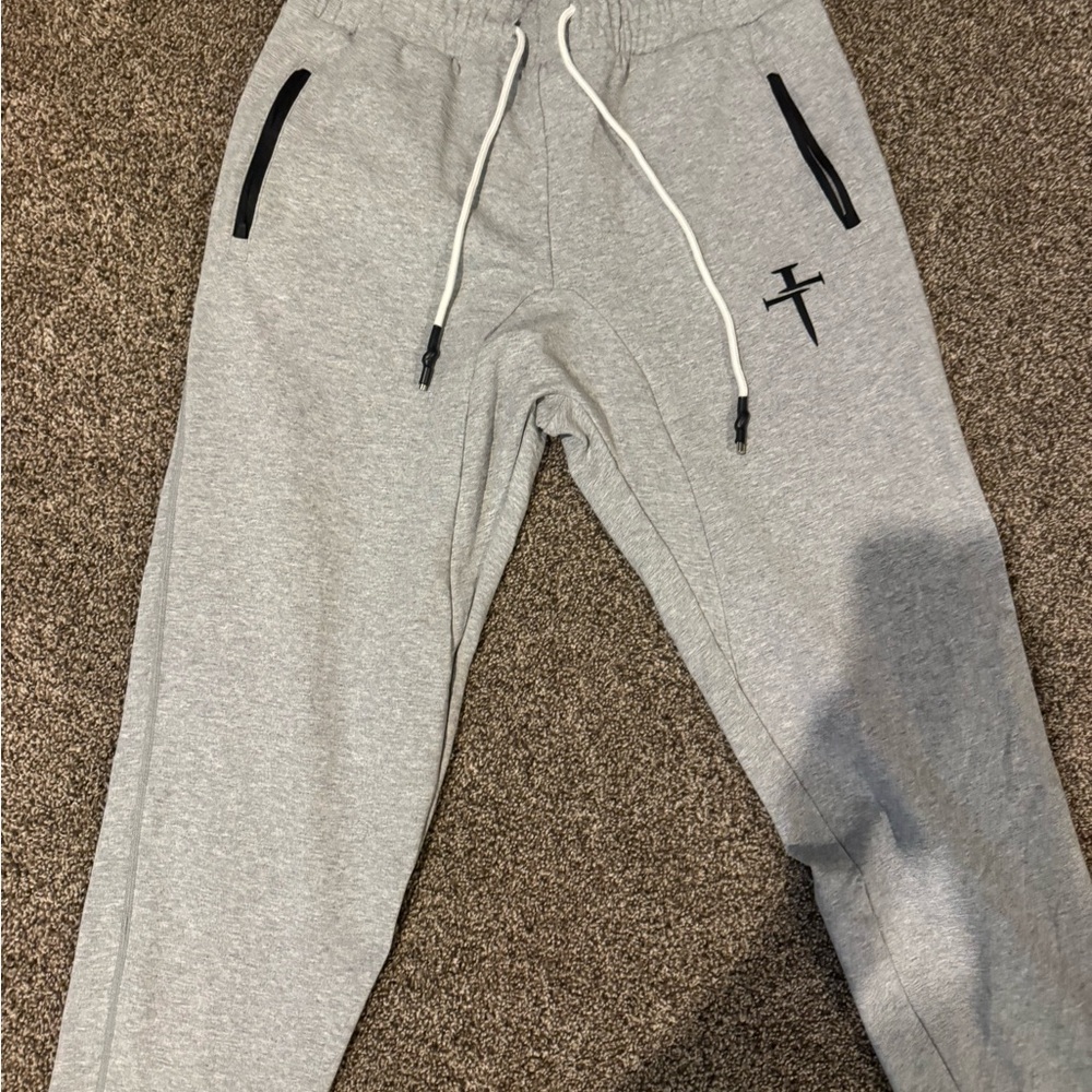 Three Nails Gray Sweatpants with Black Accents BRAND NEW